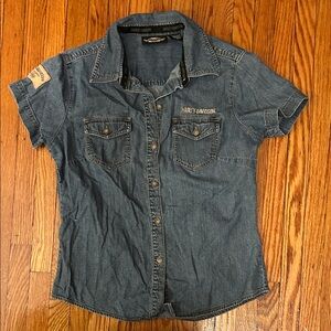 Vintage Women’s small Harley-Davidson denim button down